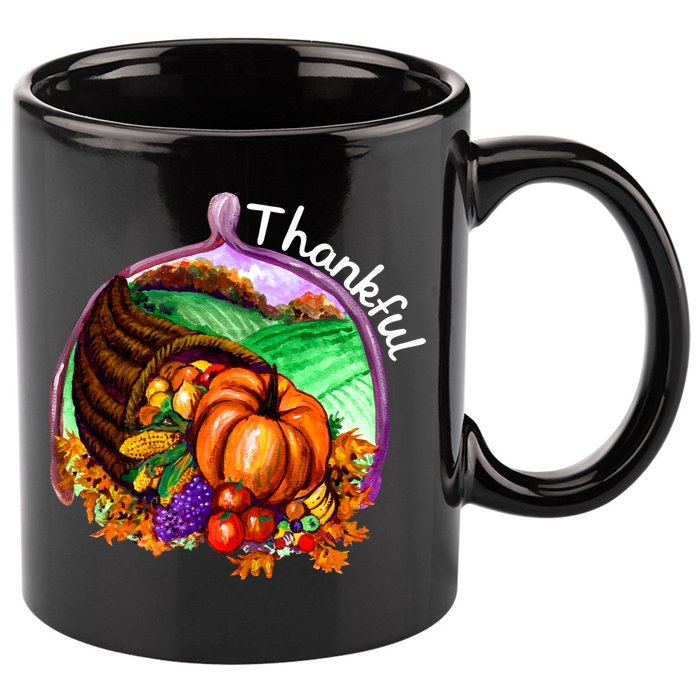 Thankful Pumpkin Fall Thanksgiving 11oz C Handle Ceramic Mug