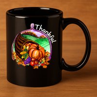 Thankful Pumpkin Fall Thanksgiving 11oz C Handle Ceramic Mug