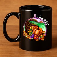 Thankful Pumpkin Fall Thanksgiving 11oz C Handle Ceramic Mug