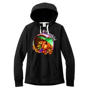 Thankful Pumpkin Fall Thanksgiving Women's Fleece Hoodie