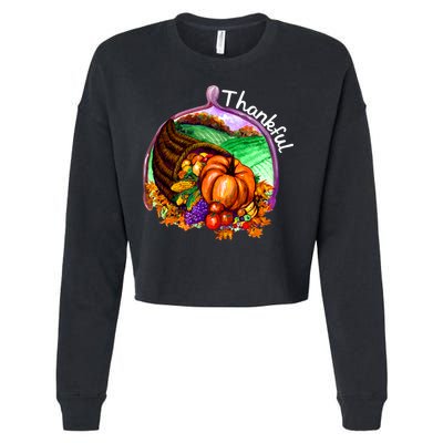 Thankful Pumpkin Fall Thanksgiving Cropped Pullover Crew