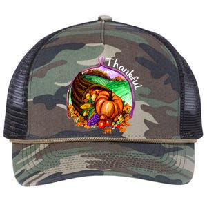 Thankful Pumpkin Fall Thanksgiving Retro Rope Trucker Hat Cap