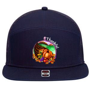 Thankful Pumpkin Fall Thanksgiving 7 Panel Mesh Trucker Snapback Hat