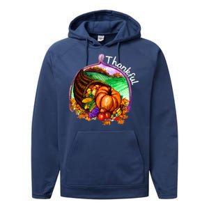 Thankful Pumpkin Fall Thanksgiving Performance Fleece Hoodie