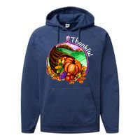 Thankful Pumpkin Fall Thanksgiving Performance Fleece Hoodie