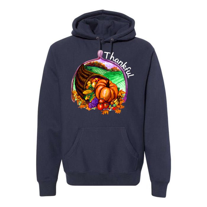 Thankful Pumpkin Fall Thanksgiving Premium Hoodie