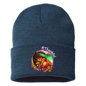 Thankful Pumpkin Fall Thanksgiving Sustainable Knit Beanie