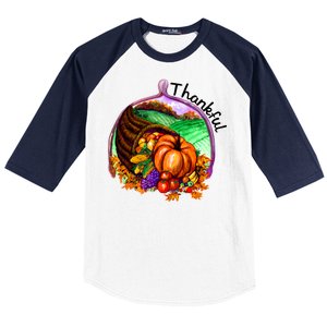 Thankful Pumpkin Fall Thanksgiving Baseball Sleeve Shirt