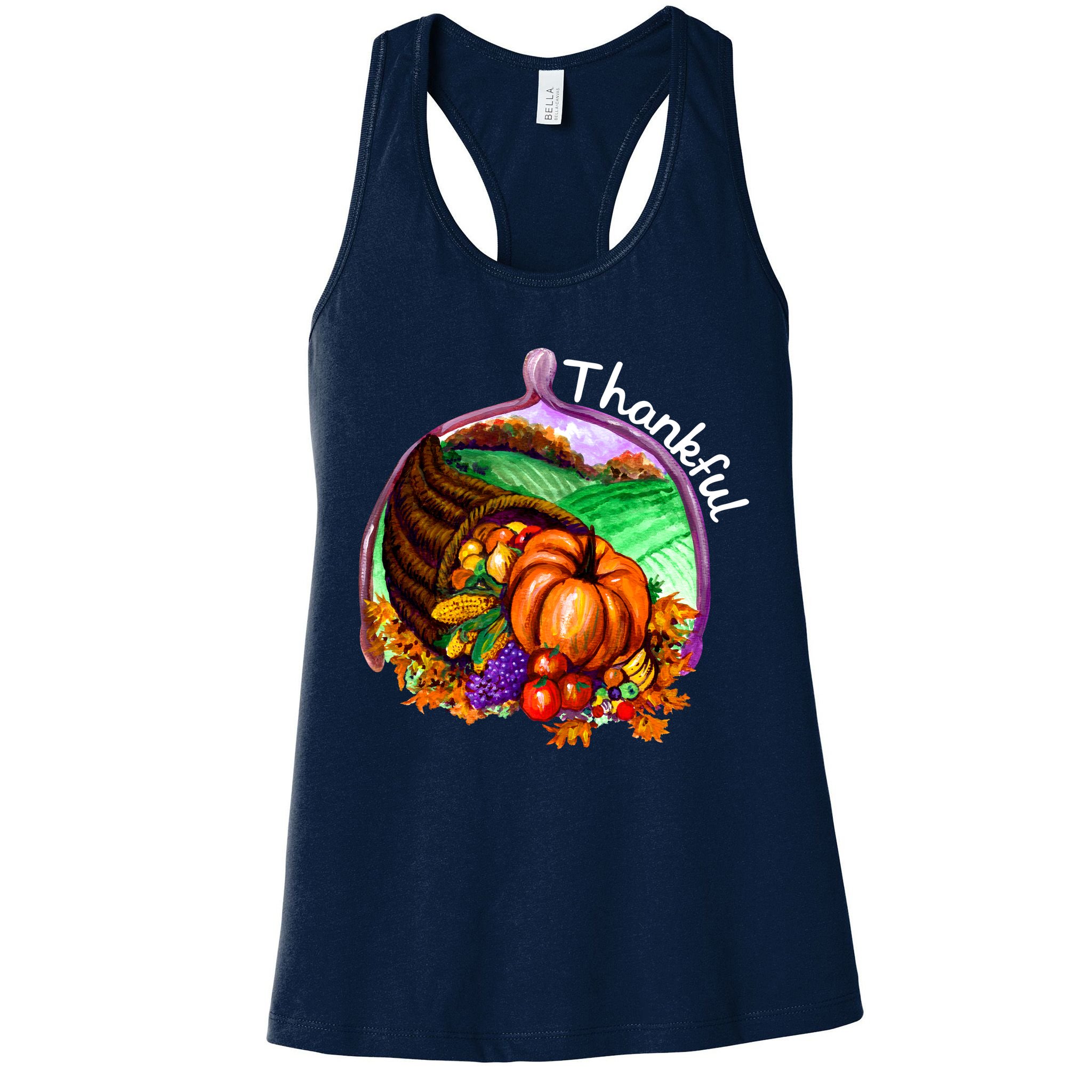 Thankful Pumpkin Fall Thanksgiving Womens Tank Top