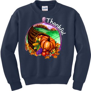 Thankful Pumpkin Fall Thanksgiving Kids Sweatshirt