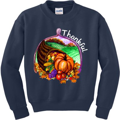 Thankful Pumpkin Fall Thanksgiving Kids Sweatshirt