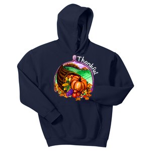 Thankful Pumpkin Fall Thanksgiving Kids Hoodie