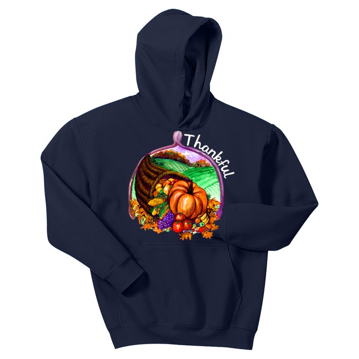 Thankful Pumpkin Fall Thanksgiving Kids Hoodie