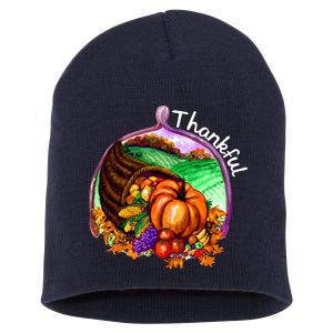 Thankful Pumpkin Fall Thanksgiving Short Acrylic Beanie