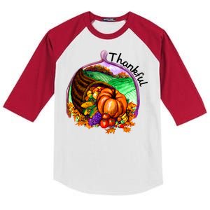 Thankful Pumpkin Fall Thanksgiving Kids Colorblock Raglan Jersey