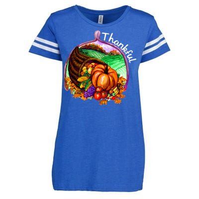 Thankful Pumpkin Fall Thanksgiving Enza Ladies Jersey Football T-Shirt