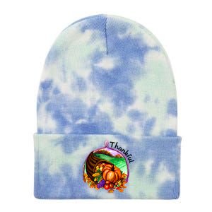 Thankful Pumpkin Fall Thanksgiving Tie Dye 12in Knit Beanie