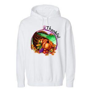 Thankful Pumpkin Fall Thanksgiving Garment-Dyed Fleece Hoodie