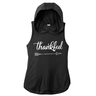 Thankful Thanksgiving Day Ladies PosiCharge Tri-Blend Wicking Draft Hoodie Tank