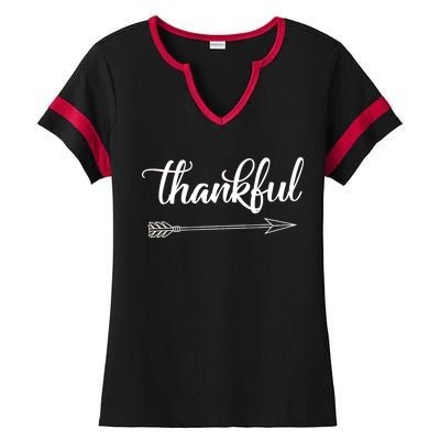 Thankful Thanksgiving Day Ladies Halftime Notch Neck Tee