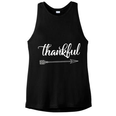Thankful Thanksgiving Day Ladies PosiCharge Tri-Blend Wicking Tank