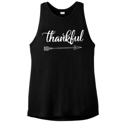 Thankful Thanksgiving Day Ladies PosiCharge Tri-Blend Wicking Tank