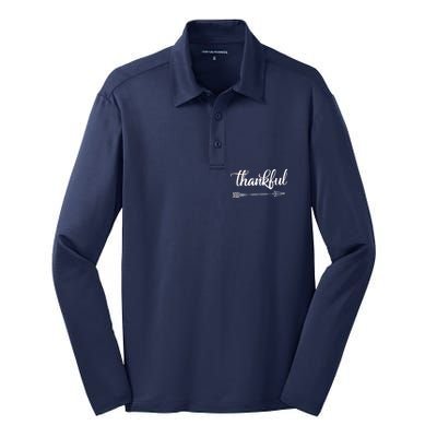 Thankful Thanksgiving Day Silk Touch Performance Long Sleeve Polo