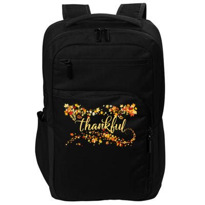 Thankful Thanksgiving Fall Autumn Leaves Impact Tech Backpack