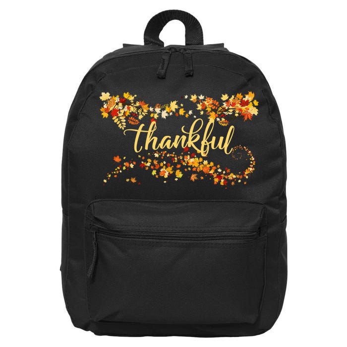 Thankful Thanksgiving Fall Autumn Leaves 16 in Basic Backpack