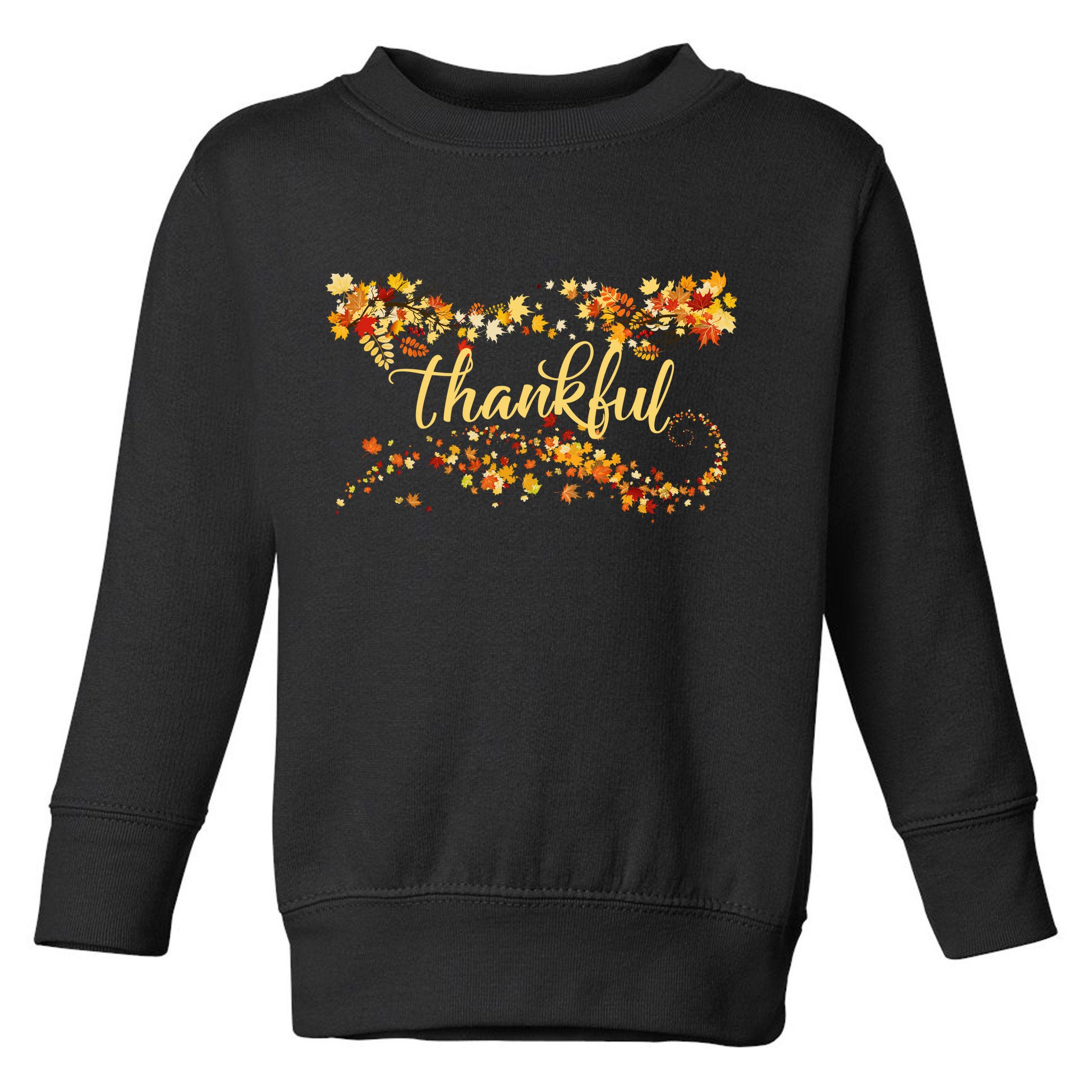 Thankful Thanksgiving Fall Autumn Leaves Toddler Sweatshirt