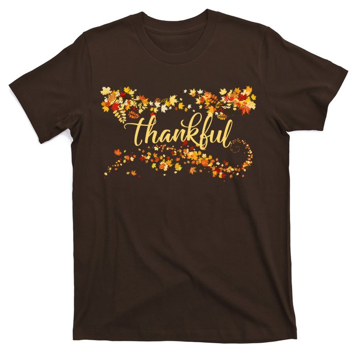 Thankful Thanksgiving Fall Autumn Leaves T-Shirt