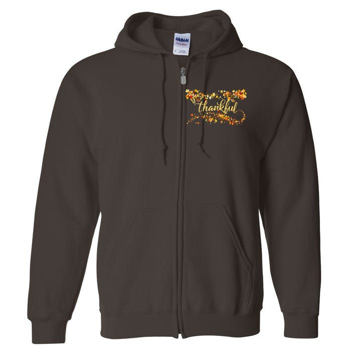 Thankful Thanksgiving Fall Autumn Leaves Full Zip Hoodie