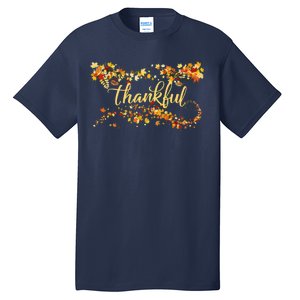 Thankful Thanksgiving Fall Autumn Leaves Tall T-Shirt