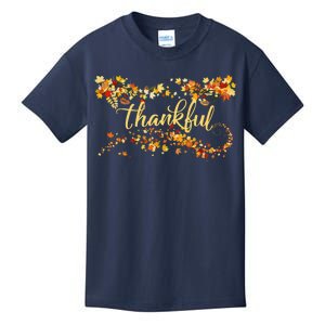 Thankful Thanksgiving Fall Autumn Leaves Kids T-Shirt