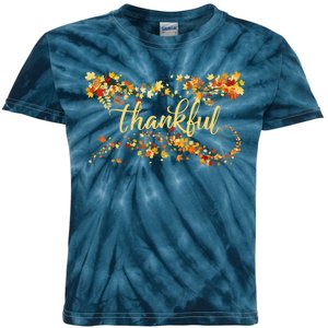 Thankful Thanksgiving Fall Autumn Leaves Kids Tie-Dye T-Shirt