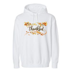 Thankful Thanksgiving Fall Autumn Leaves Garment-Dyed Fleece Hoodie