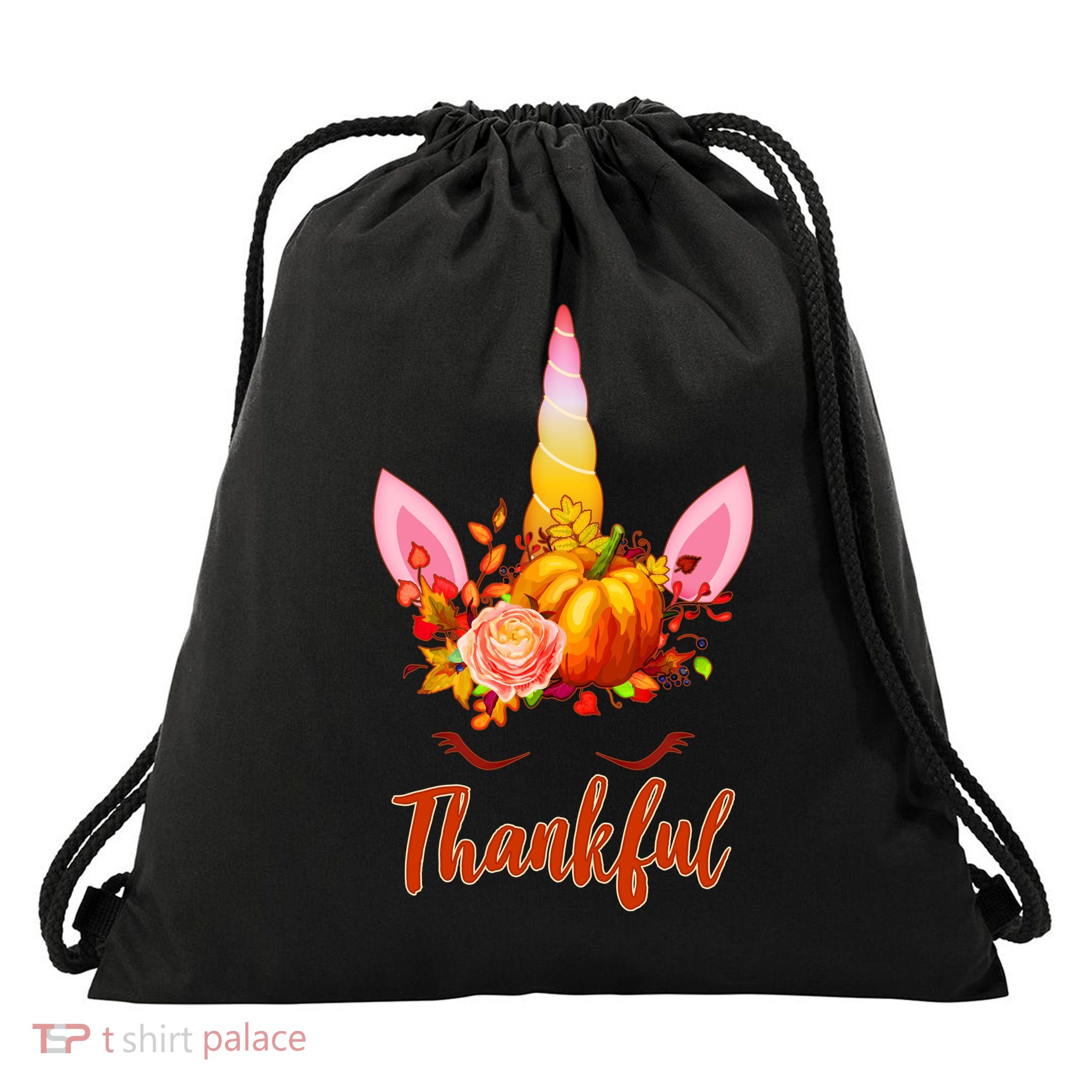Thankful Unicorn Autumn Drawstring Bag