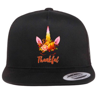 Thankful Unicorn Autumn Flatbill Hat