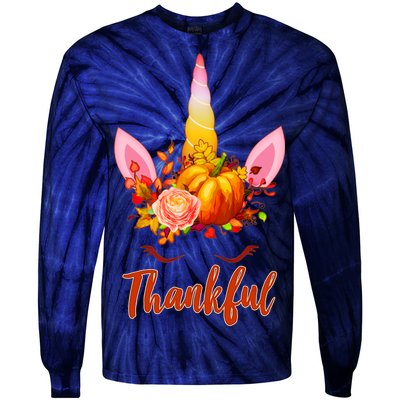 Thankful Unicorn Autumn Tie-Dye Long Sleeve Shirt