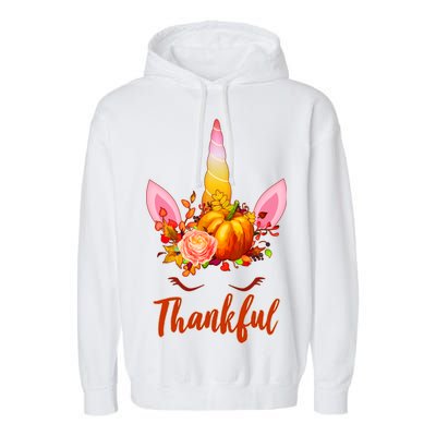 Thankful Unicorn Autumn Garment-Dyed Fleece Hoodie