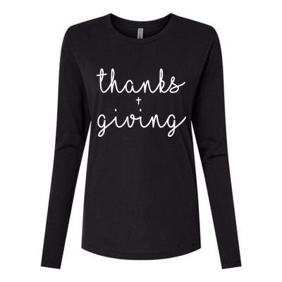 Thanks Plus Giving Cute Thanksgiving Womens Cotton Relaxed Long Sleeve T-Shirt