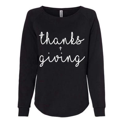 Thanks Plus Giving Cute Thanksgiving Womens California Wash Sweatshirt