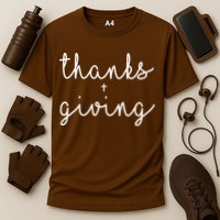 Thanks Plus Giving Cute Thanksgiving Cooling Performance Crew T-Shirt