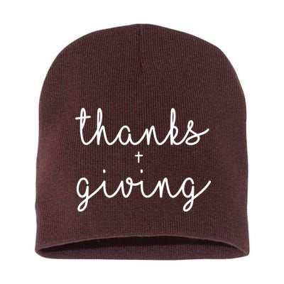 Thanks Plus Giving Cute Thanksgiving Short Acrylic Beanie