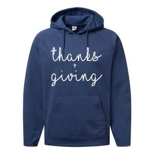 Thanks Plus Giving Cute Thanksgiving Performance Fleece Hoodie