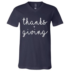 Thanks Plus Giving Cute Thanksgiving V-Neck T-Shirt