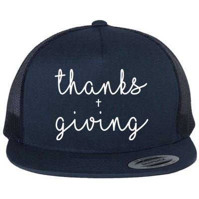 Thanks Plus Giving Cute Thanksgiving Flat Bill Trucker Hat