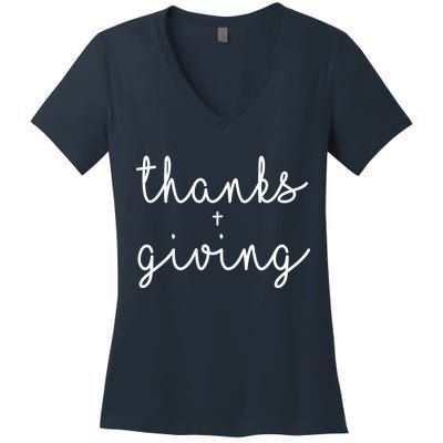 Thanks Plus Giving Cute Thanksgiving Women's V-Neck T-Shirt