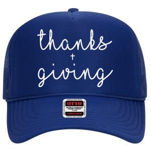 Thanks Plus Giving Cute Thanksgiving High Crown Mesh Back Trucker Hat