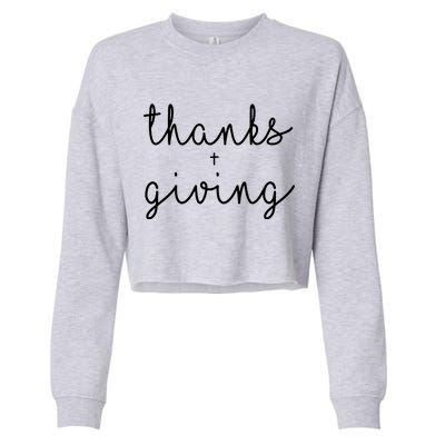 Thanks Plus Giving Cute Thanksgiving Cropped Pullover Crew